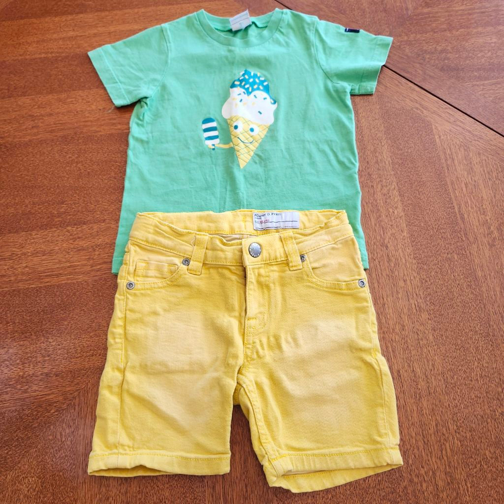 Boys Polarn O. Pyret Matching Set 2T Green & Yellow Ice Cream B1